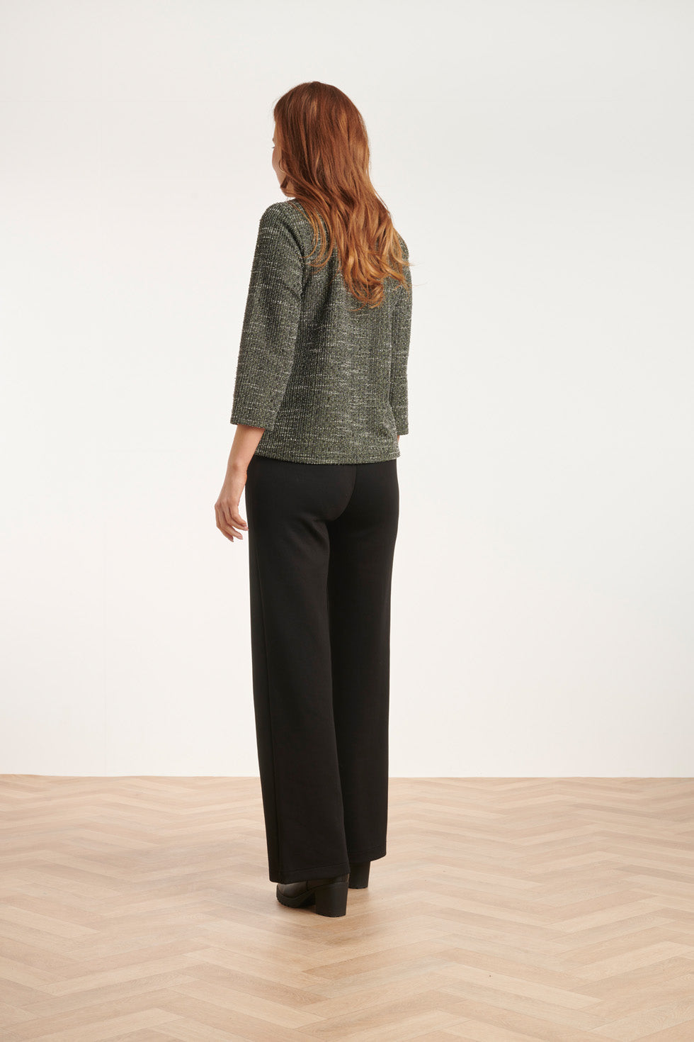 24565 Textuur Top | Light Green-Multicolour