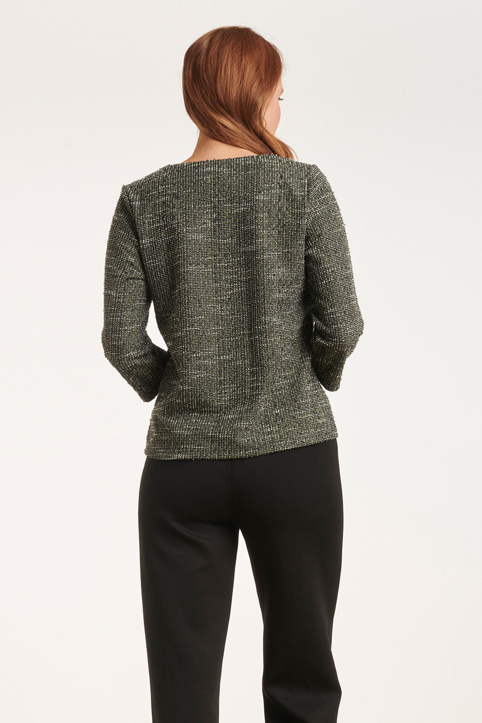 24565 Textuur Top | Light Green-Multicolour
