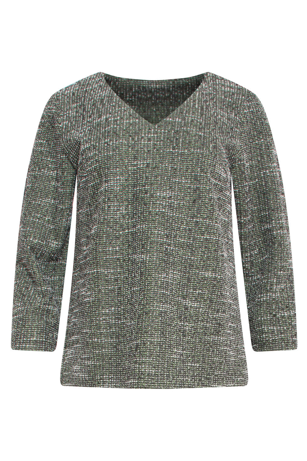 24565 Textuur Top | Light Green-Multicolour