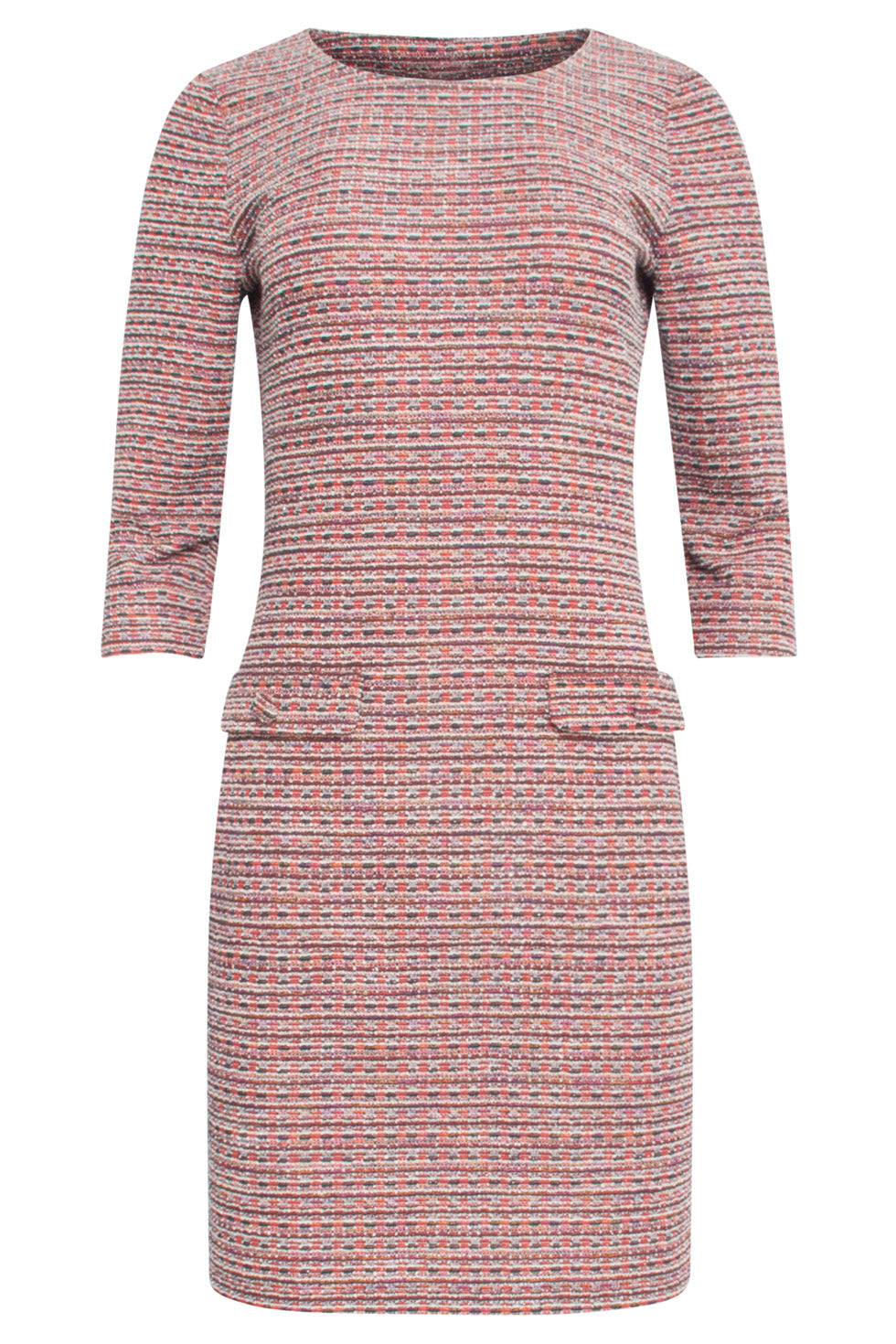 24573 Veele Textuur Korte Jurk | Red - Muticolour