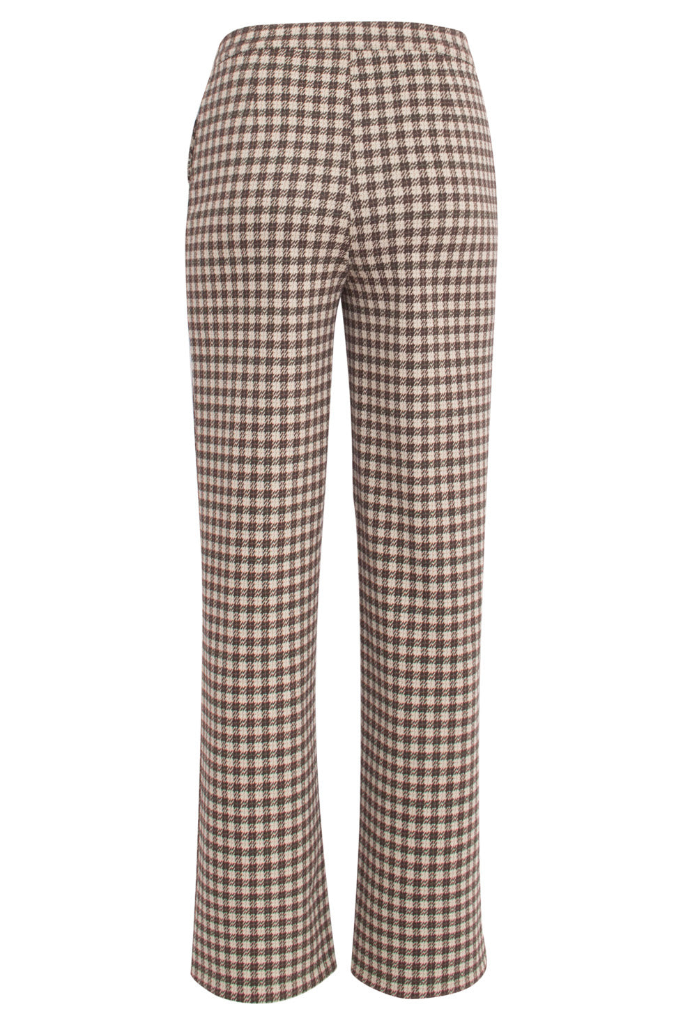 24574 Geruite Wijde Broek | Dark Brown-Sand