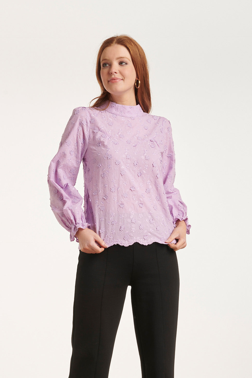 24591 Bloem Textuur Lila Blouse | Lilac