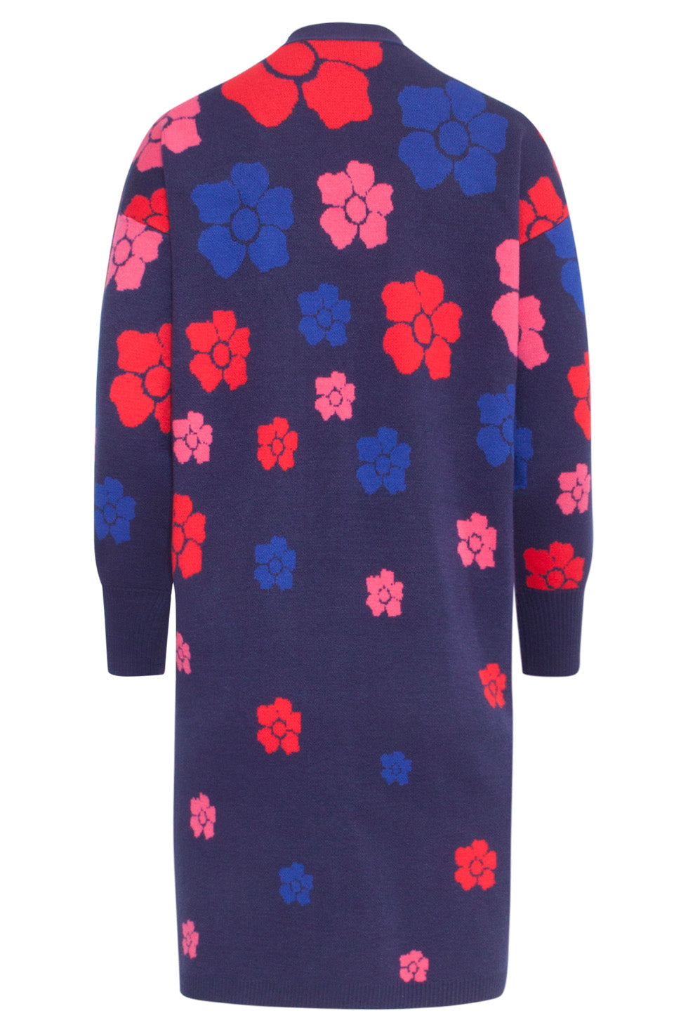 24600 Gebreide Lange Cardigan Met Bloemenprint | Navy - Muticolour