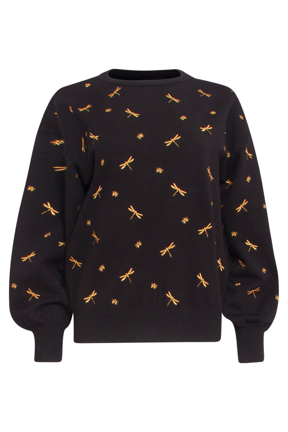 24607 e Gebreide Top Met Beestjeborduursel | Black - Gold