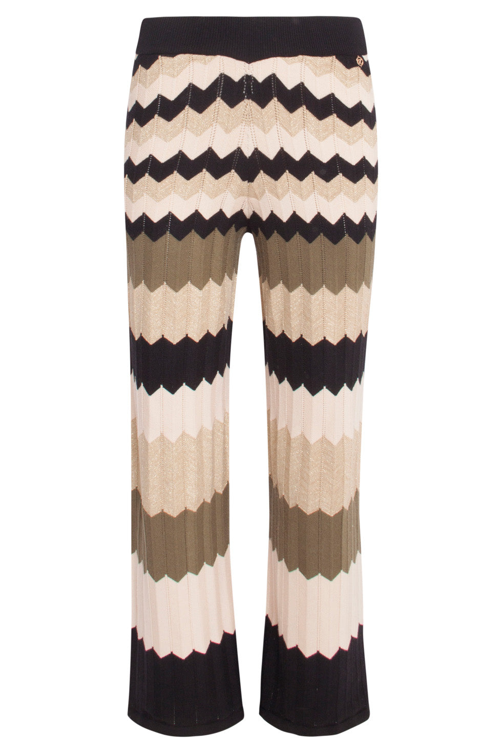 24608 Neutrale Zig-Zag Gebreide Broek | Sand - Muticolour