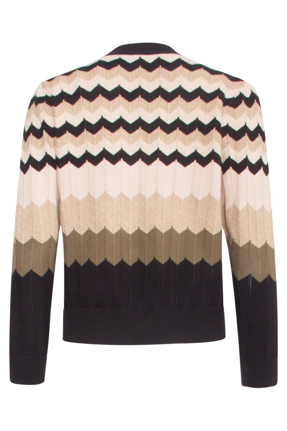 24611 Neutrale Zig-Zag Gebreide Cardigan | Sand - Muticolour