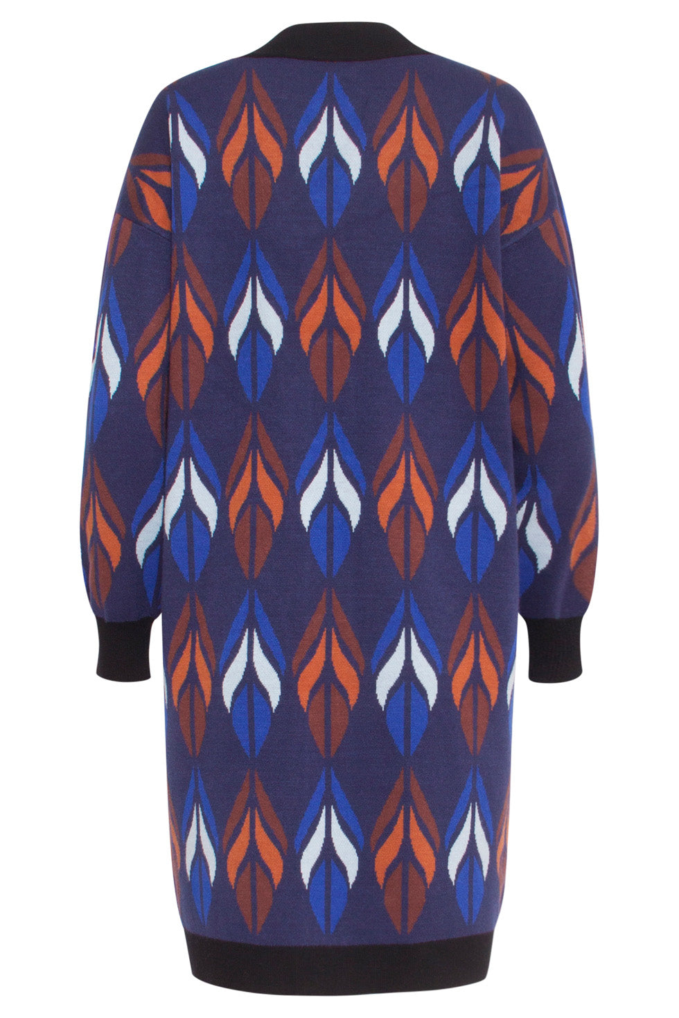 24613 Gebreide Vest Met Bladeren Print | Blue-Brown