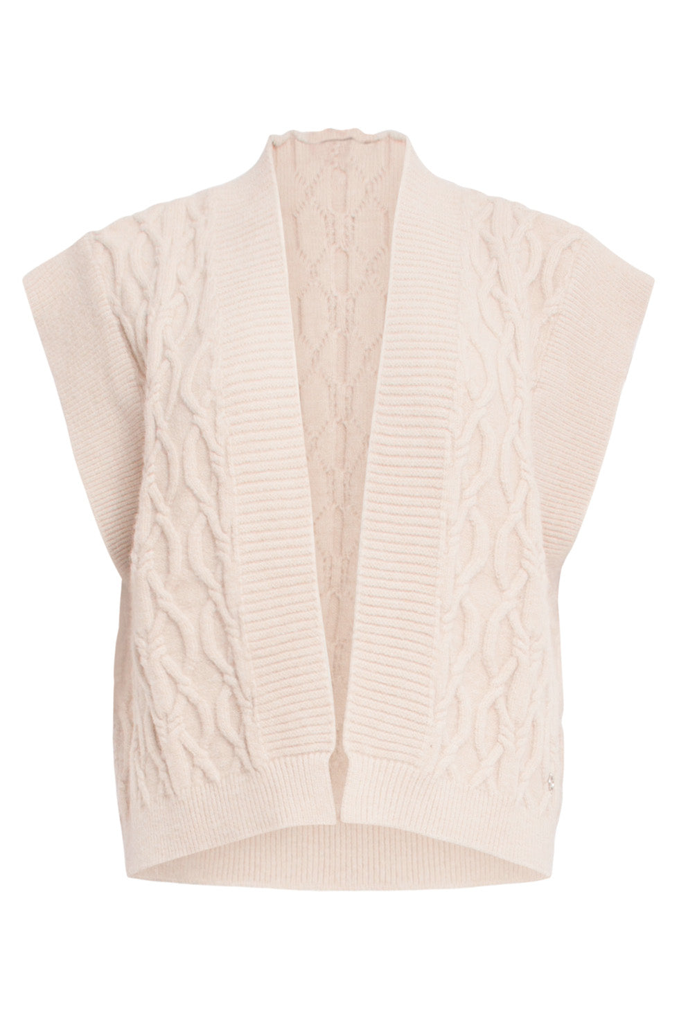 24616 Gebreide Gilet Met Gevlochten Structuur | Sand