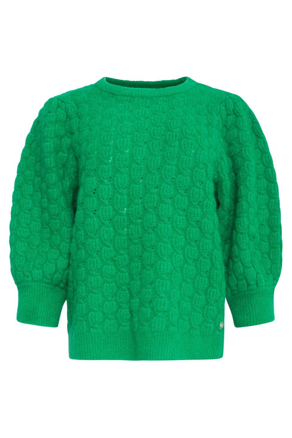 24618 Fel Gebreide Trui Met Structuur | Green