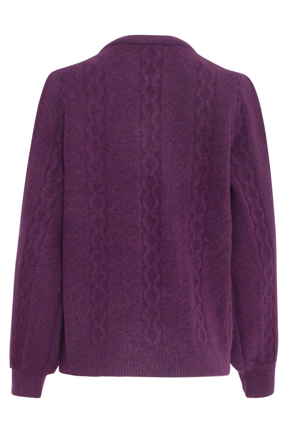24619 Paarse Gebreide Trui Met Gevlochten Structuur | Purple