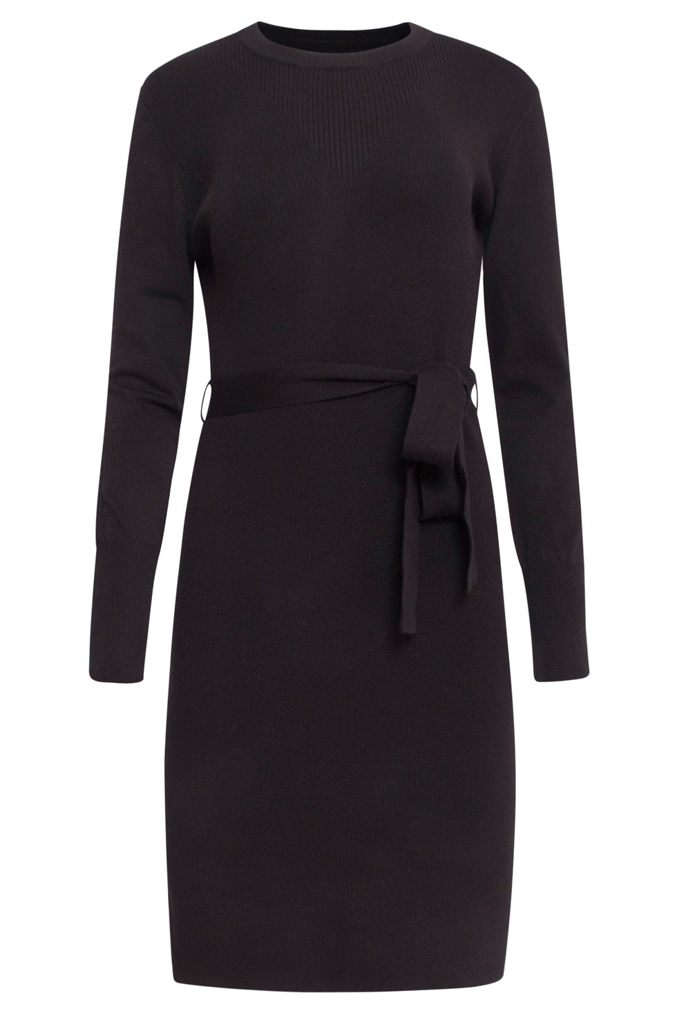 24622 Gebreide Jurk Met Ronde Hals | Black