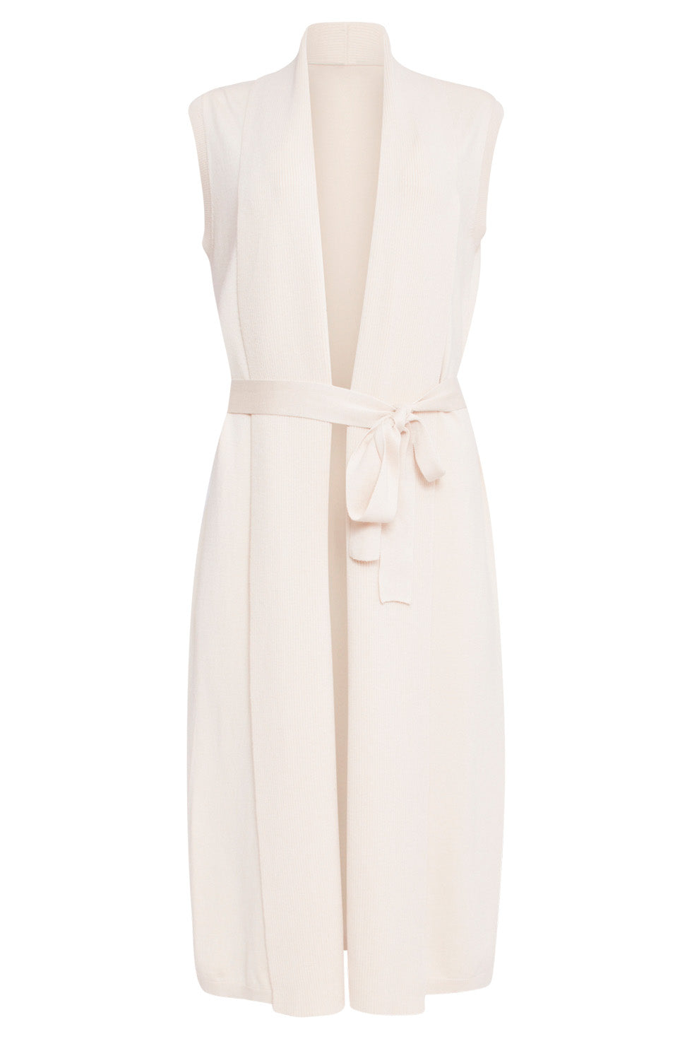 24623 BEige e Mouwloze Fijngebreide Cardigan | Sand