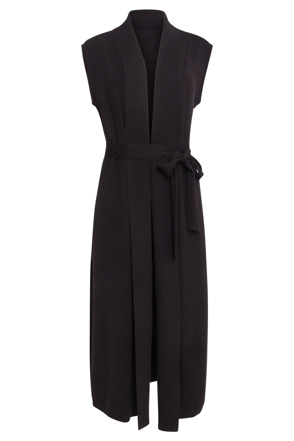 24623 e Mouwloze Fijngebreide Cardigan | Black
