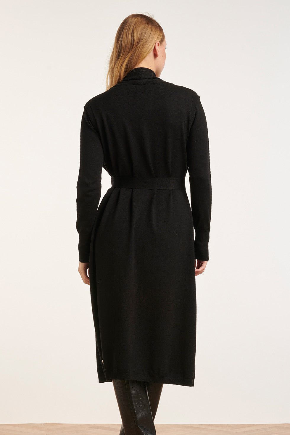 24623 e Mouwloze Fijngebreide Cardigan | Black