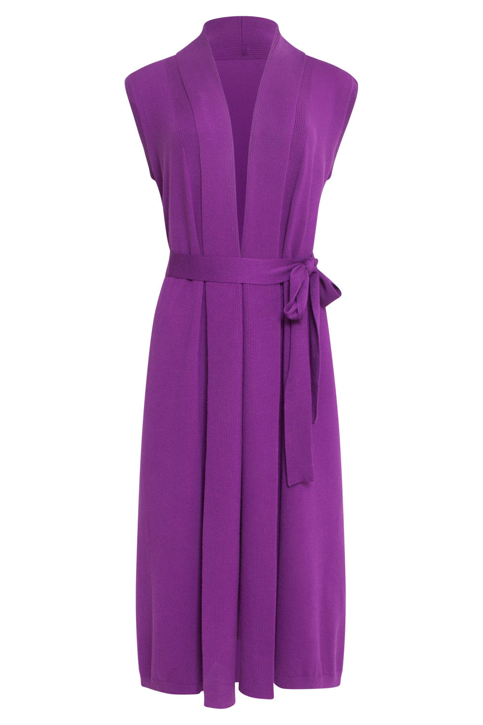 24623 Paars E Mouwloze Fijngebreide Cardigan | Purple