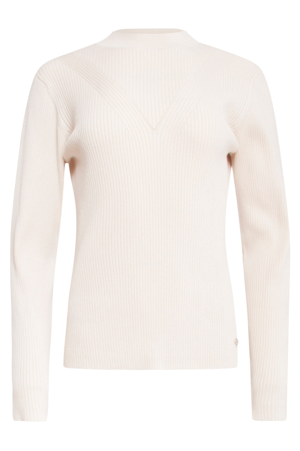 24624 Beige e Fijngebreide Top Met Ronde Hals | Sand