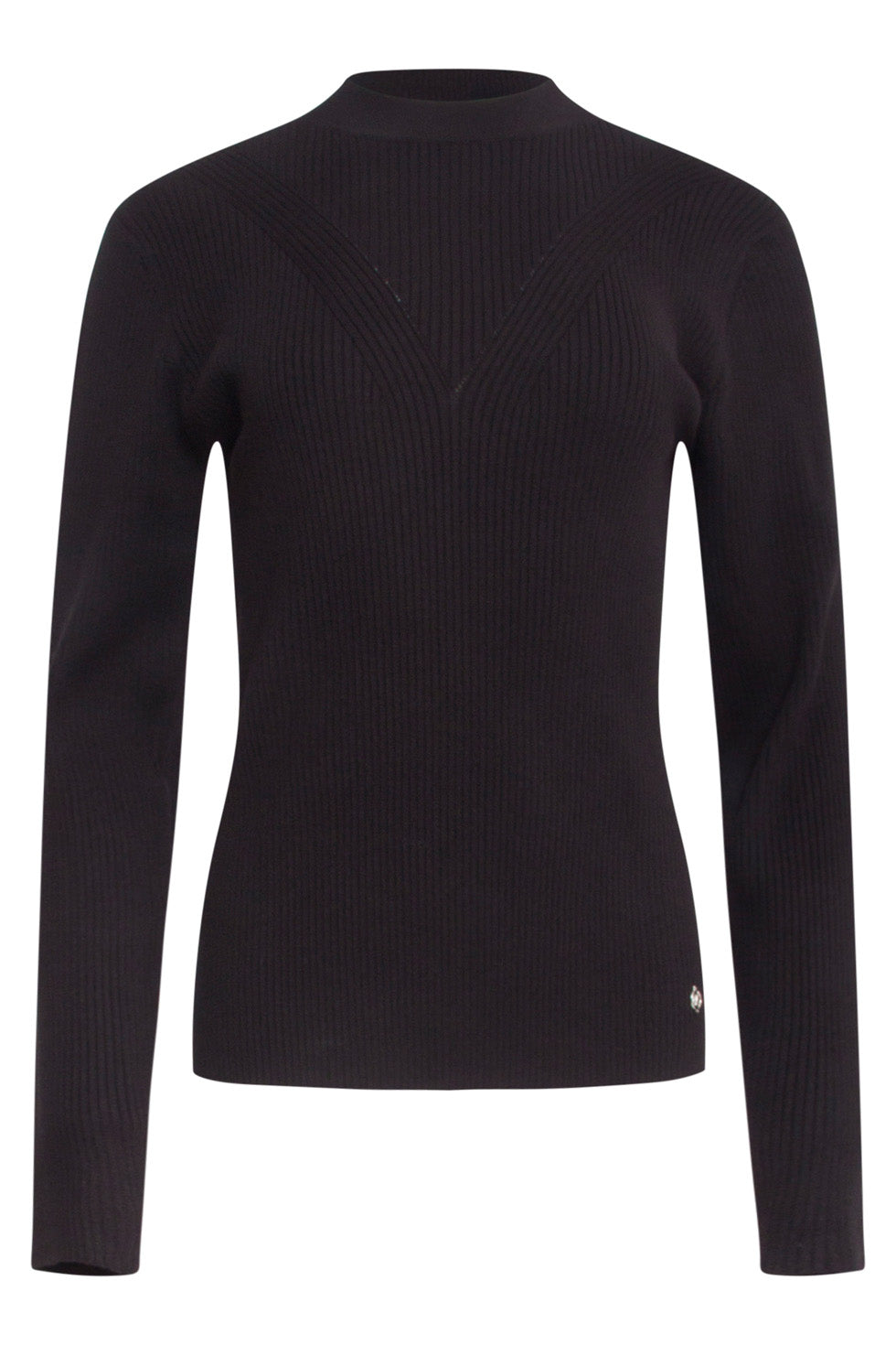 24624 e Fijngebreide Top Met Ronde Hals | Black