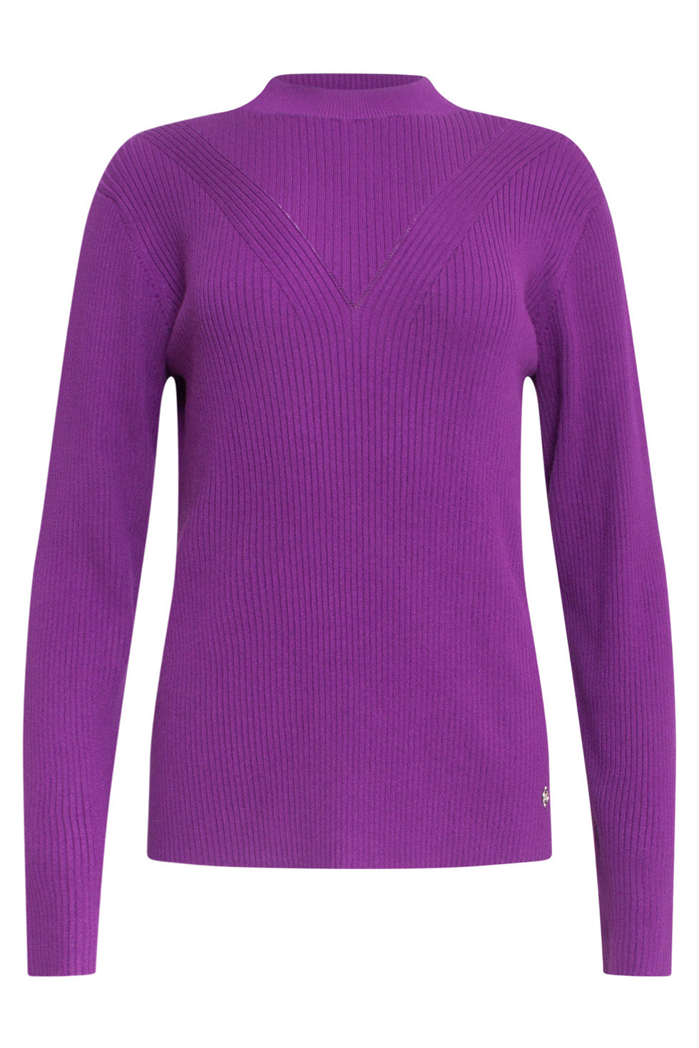 24624 Paars e Fijngebreide Top Met Ronde Hals | Purple
