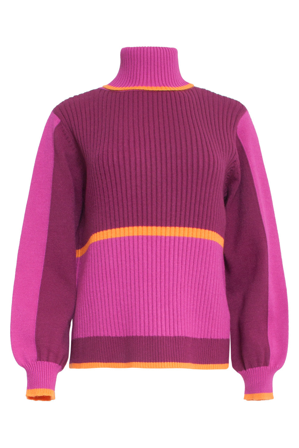 24626 blok Gebreide Top Met Turtle Neck | Cerise - Bordeaux