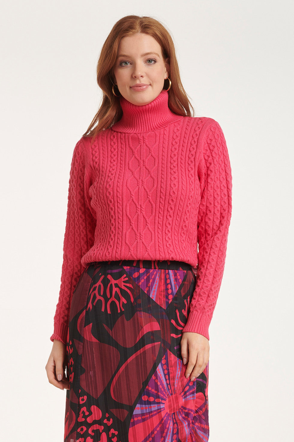 24628 Gebreid Top Met Gevlochten Structuur | Pink