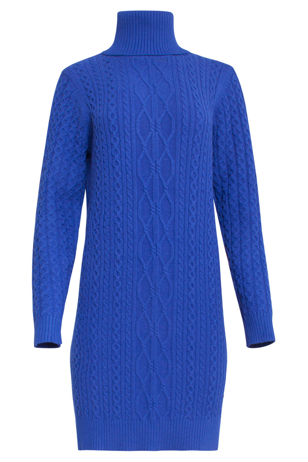 24629 Cobalt Gebreid Jurk Met Kabeltructuur | Cobalt