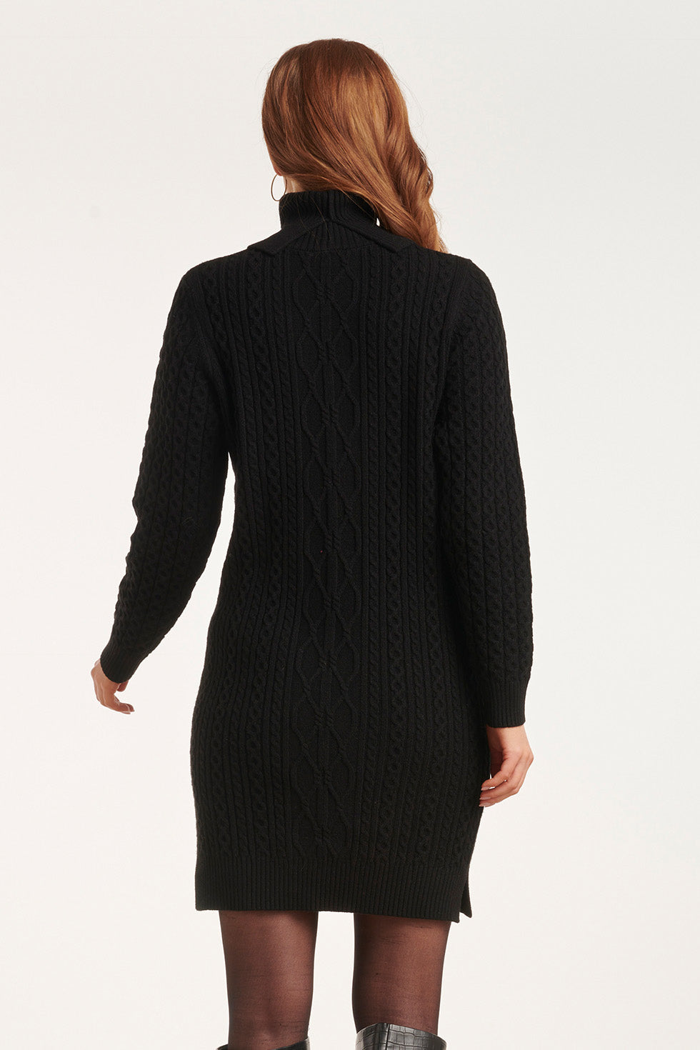 24629 Gebreid Jurk Met Vlechtstructuur | Black