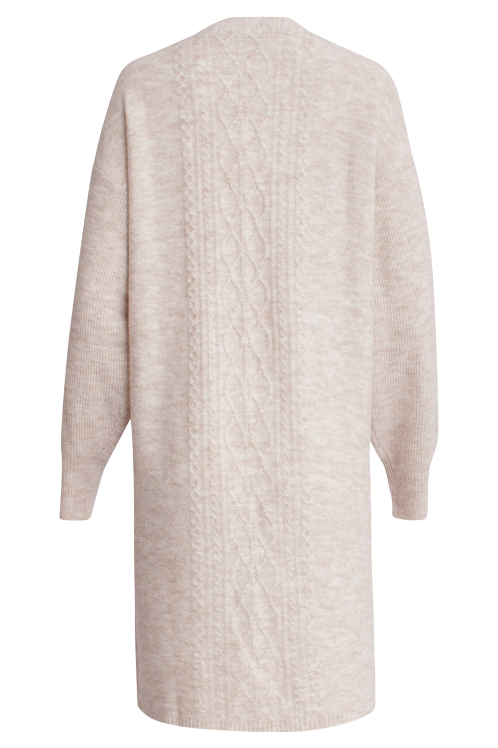 24630 e Oversized Open Cardigan Met Vlechtstructuur | Sand