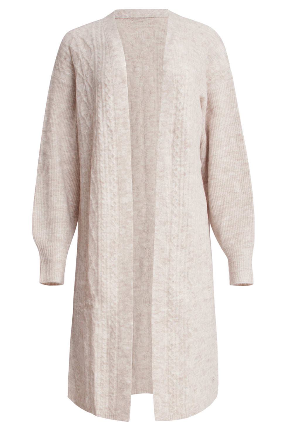 24630 e Oversized Open Cardigan Met Vlechtstructuur | Sand