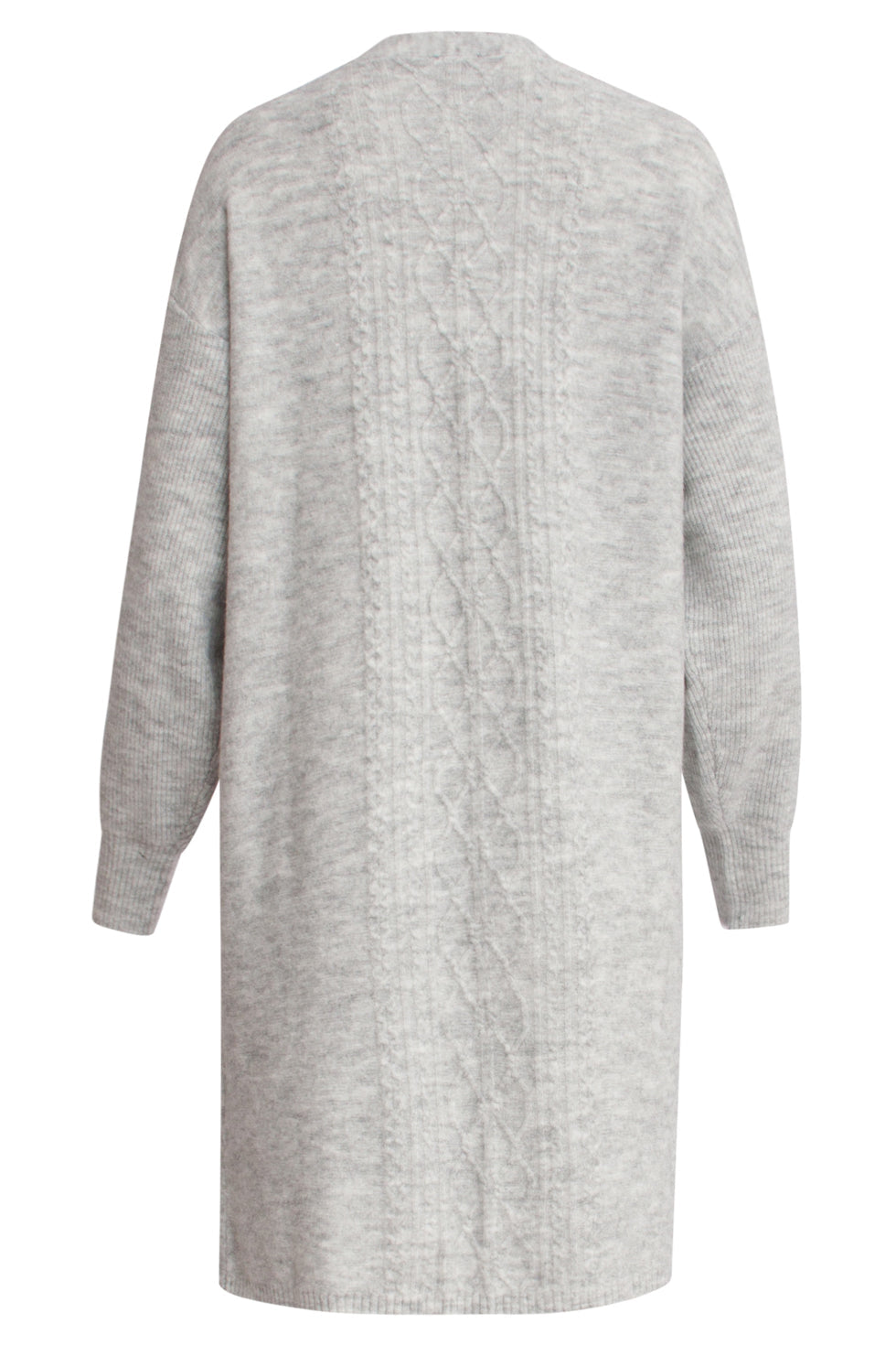 24630 Oversized Open Cardigan Met Vlechtstructuur | Light Grey Melange
