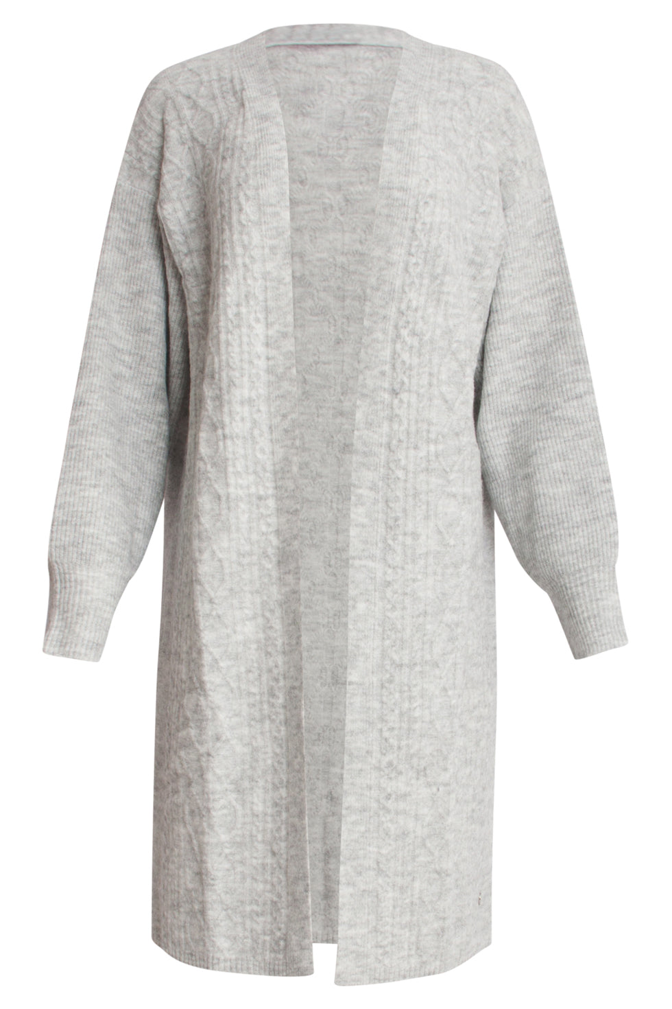 24630 Oversized Open Cardigan Met Vlechtstructuur | Light Grey Melange