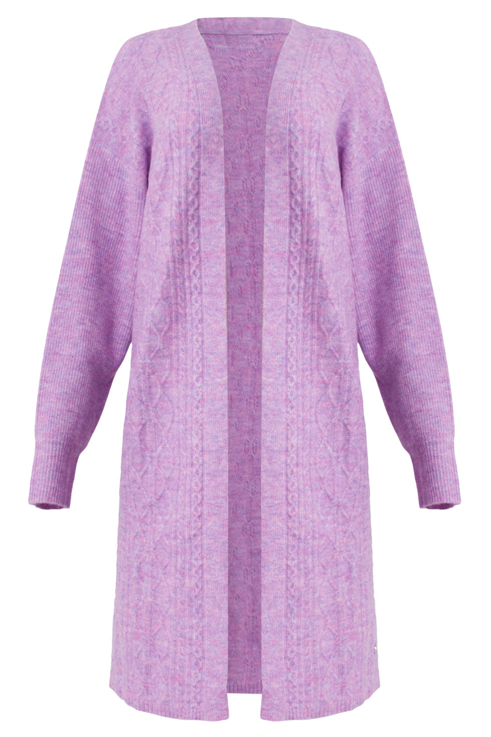 24630 Paarse Oversized Open Cardigan Met Vlechtstructuur | Lilac