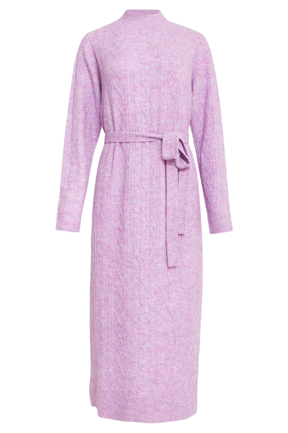 24631 Paars e Gebreide Midi Jurk Met Kabelstructuur | Lilac