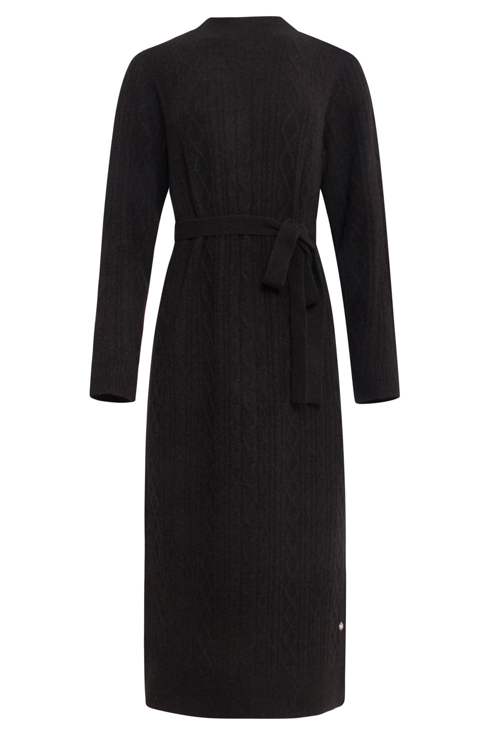24631 E Gebreide Midi Jurk Met Kabelstructuur | Black