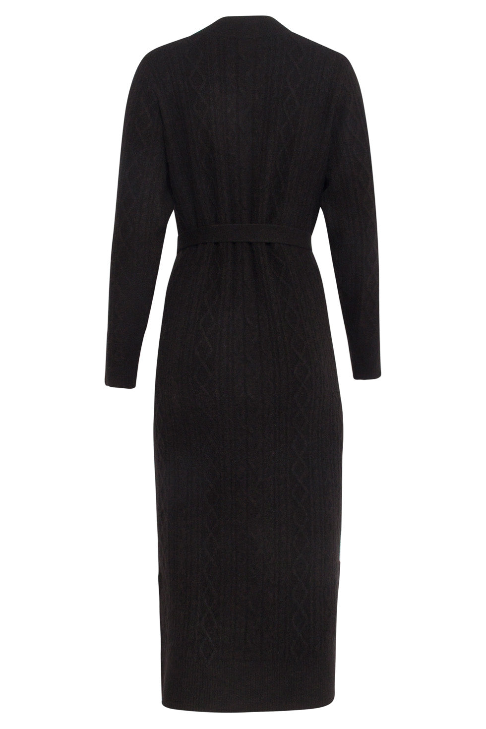 24631 E Gebreide Midi Jurk Met Kabelstructuur | Black