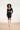 24632 Beige Bicolor Gebreide Jurk Met V-Hals | Black - Sand