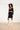 24632 Beige Bicolor Gebreide Jurk Met V-Hals | Black - Sand