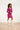 Violettes zweifarbiges Strickkleid mit V-Ausschnitt | Cerise - Purple