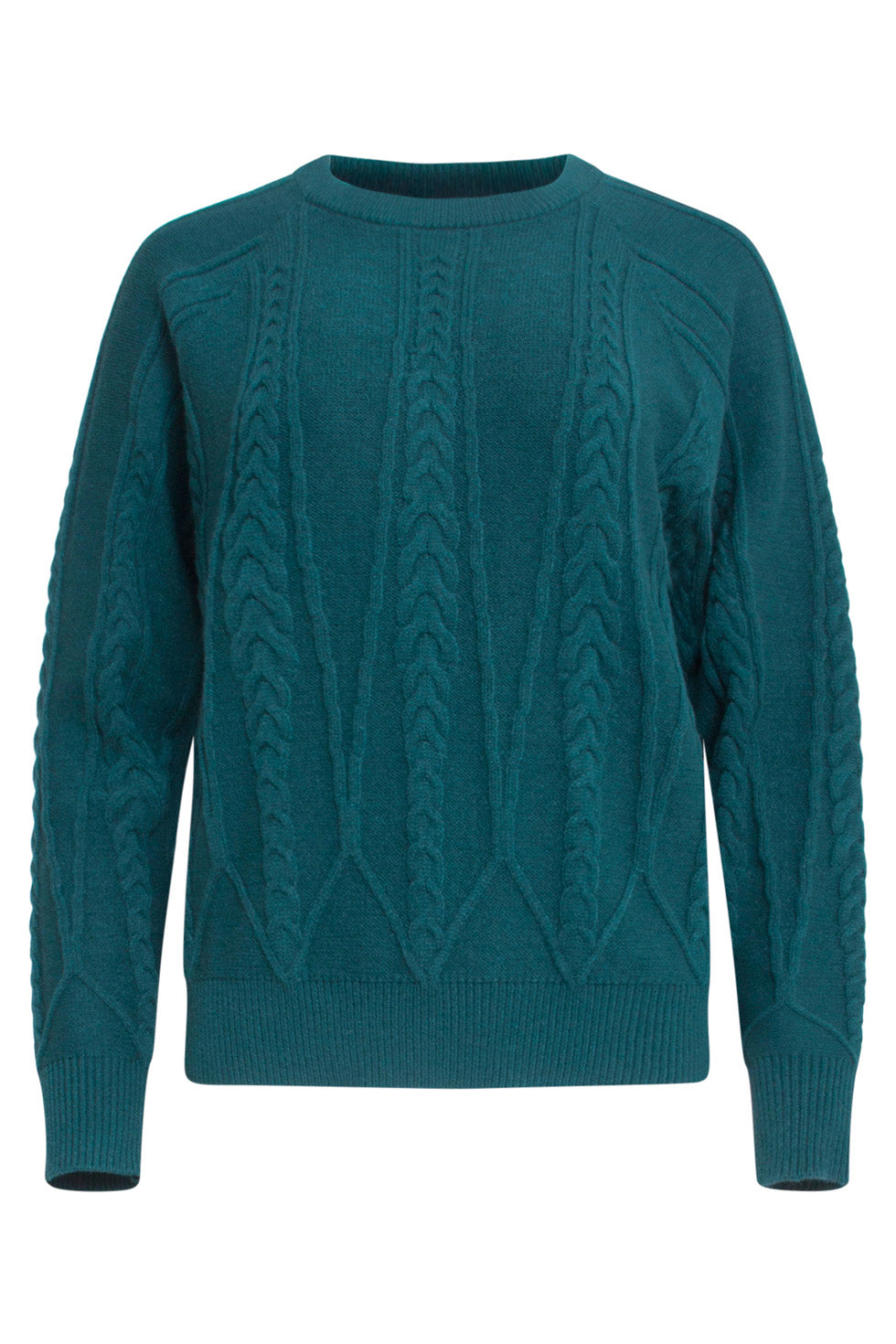 24635 Gebreide Teal Top Met Kabelstructuur | Petrol