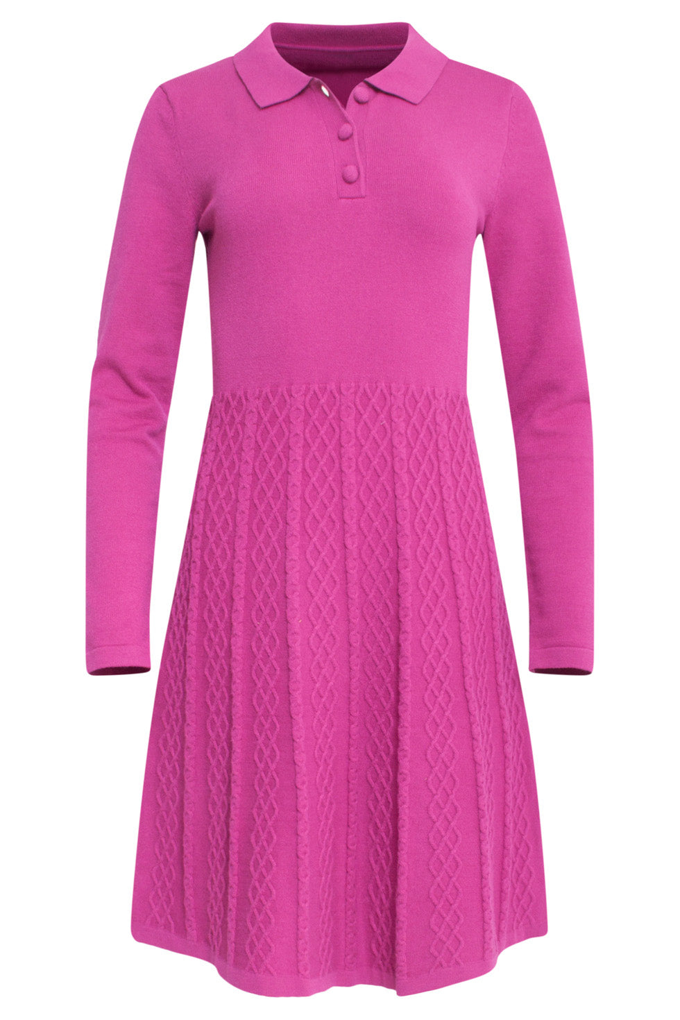24636 Gebreide Cerise Polo Jurk | Cerise