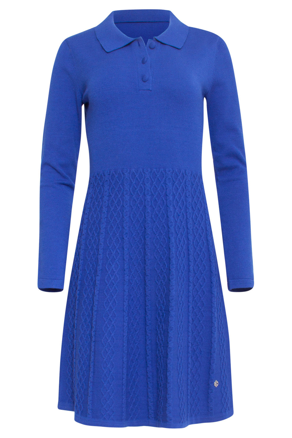 24636 Gebreide Cobalt Polo Jurk | Cobalt