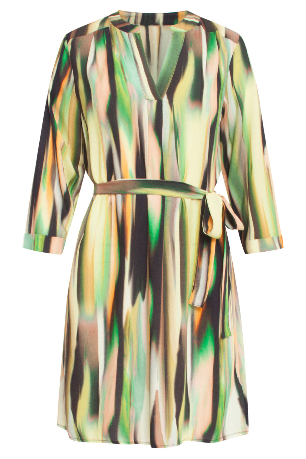 24639 Kort Jurk Met Abstracte Print | Green-Multicolour