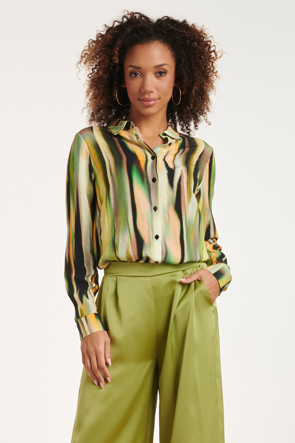 24640 Blouse Met Abstracte Print | Green-Multicolour