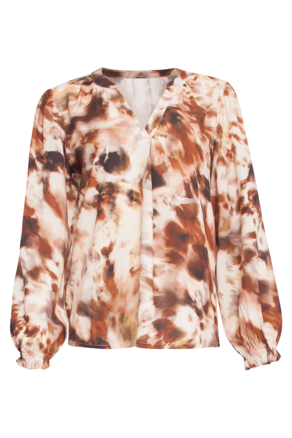24641 Top Met Abstracte E Print | Sand-Brown