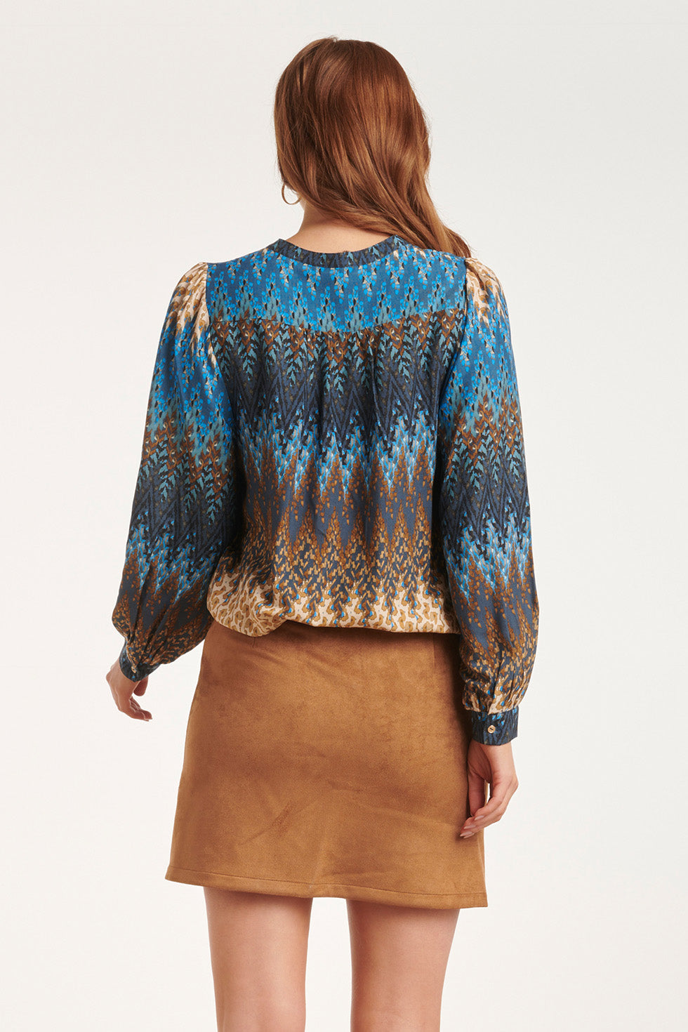 24644 Multicolour Zigzagprint Top | Blue-Sand