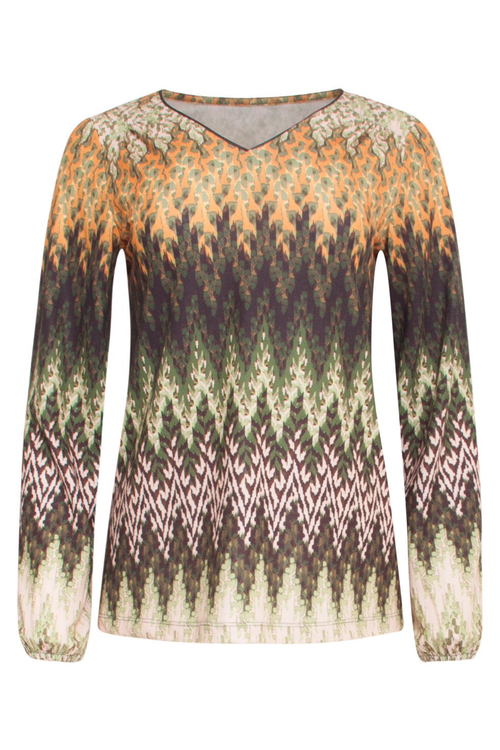 24645 Multicolour Tint Zigzag Top | Green-Multicolour