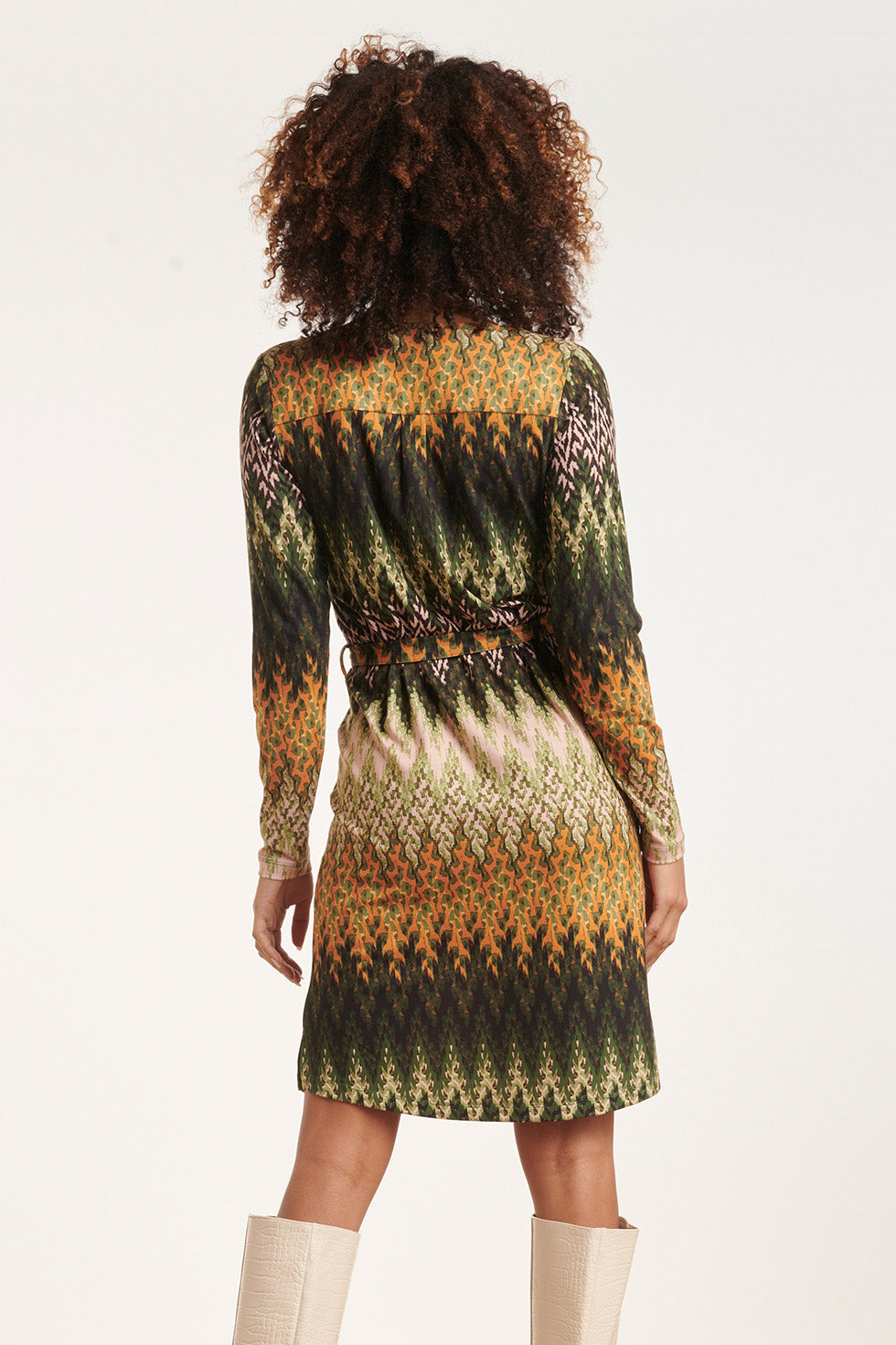24646 Multicoloured Zigzag Jurk | Green-Multicolour