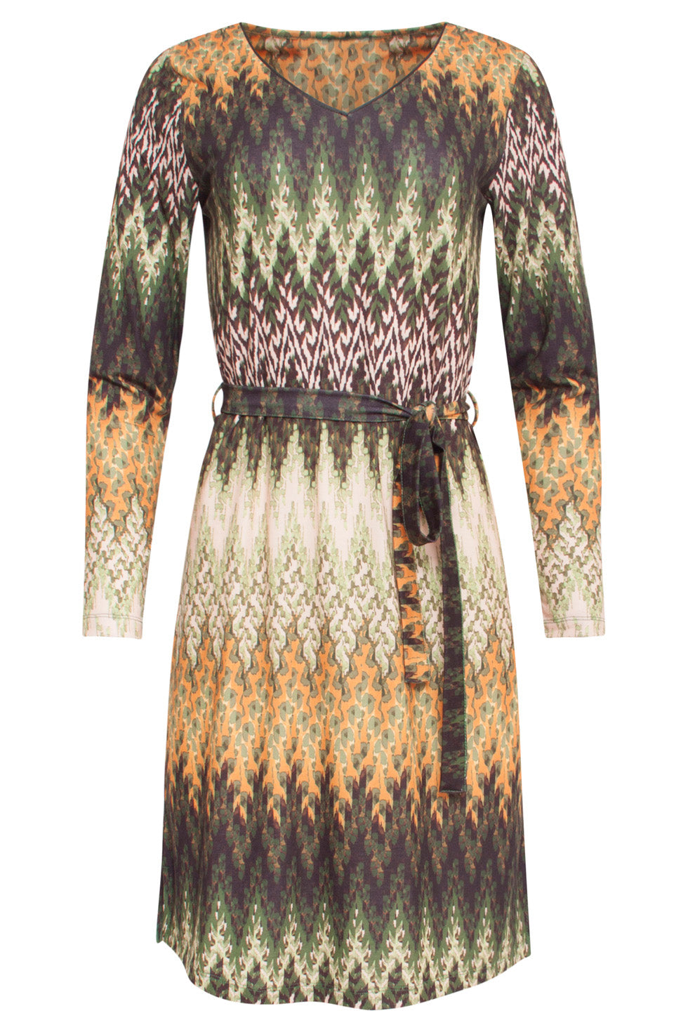 24646 Multicoloured Zigzag Jurk | Green - Muticolour