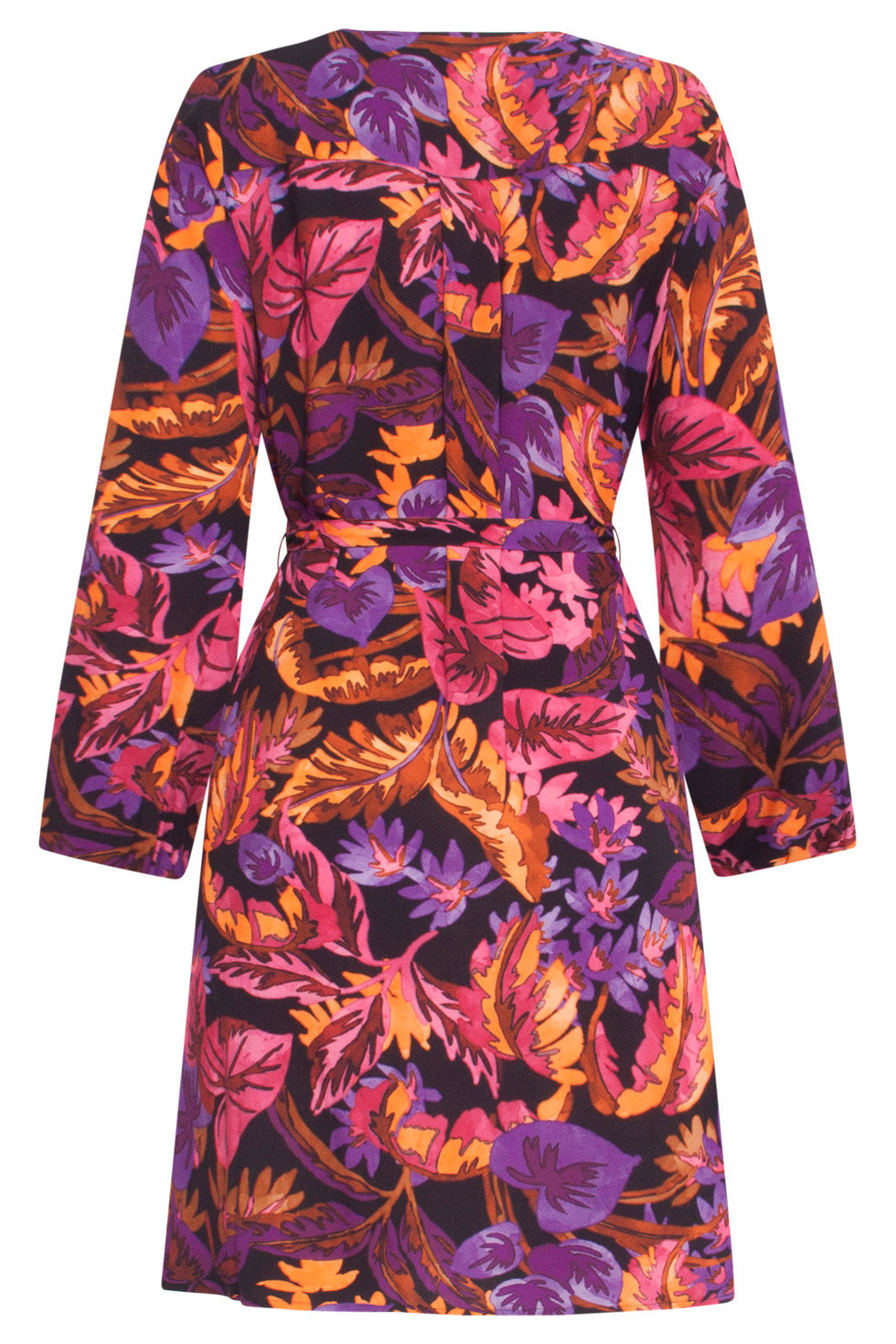 24647 Multicoloured Leaf Print Jurk | Blackwhite