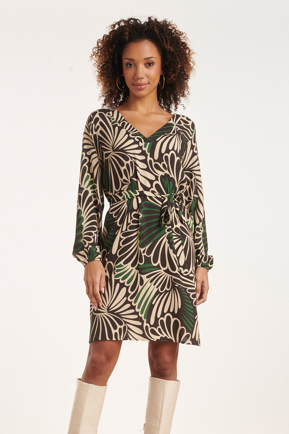 24648 E Grafische Print Jurk | Black - Muticolour
