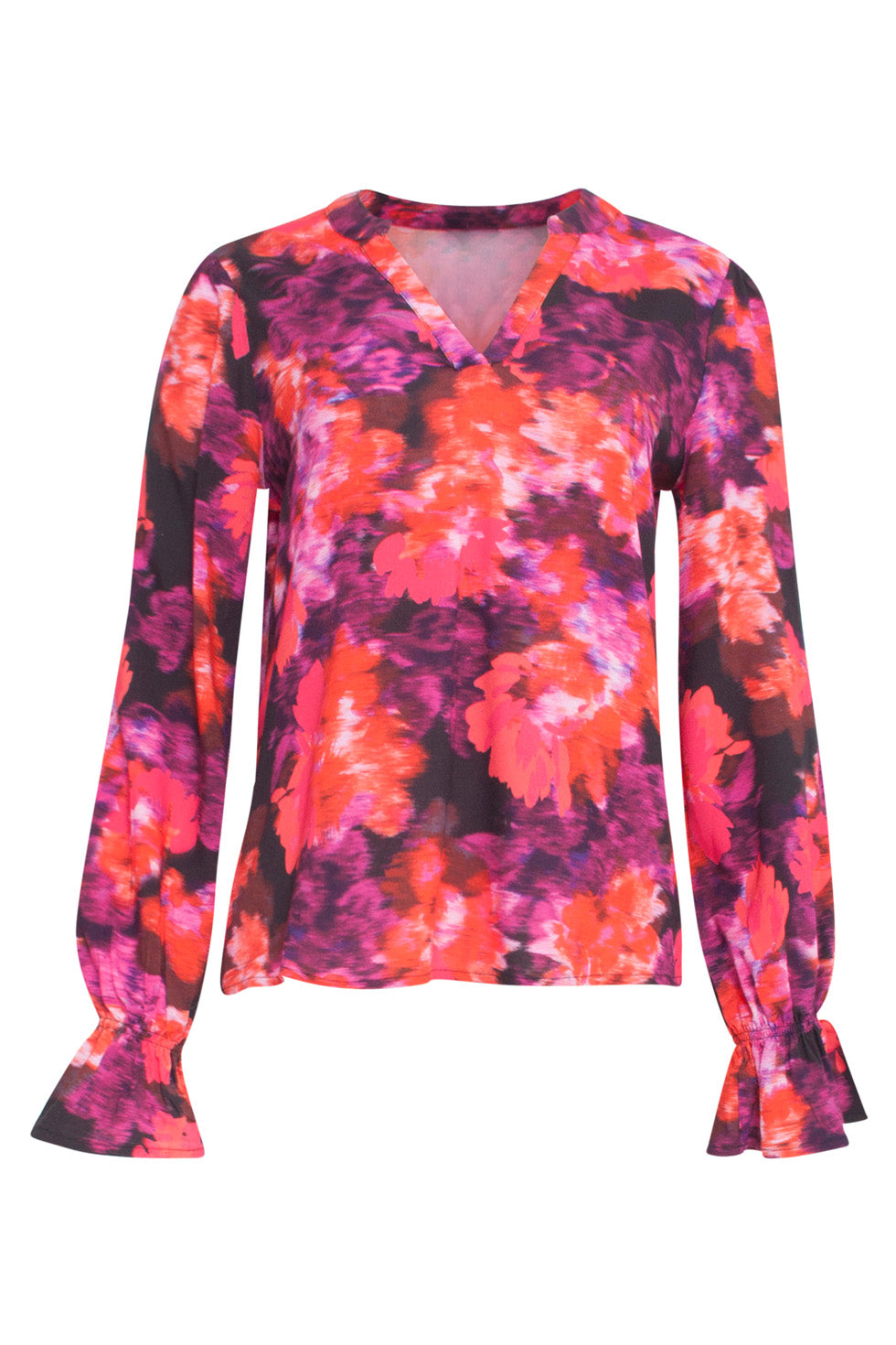 24651 Top Met Paarse Bloemenprint | Black - Muticolour